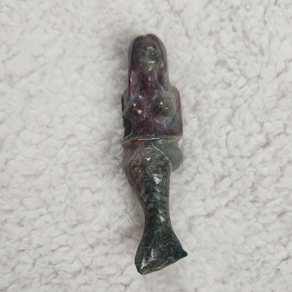 Carved Stone Mermaid Figurine